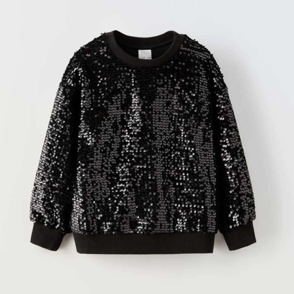 Zara Black Sequin Kids Sweatshirt
